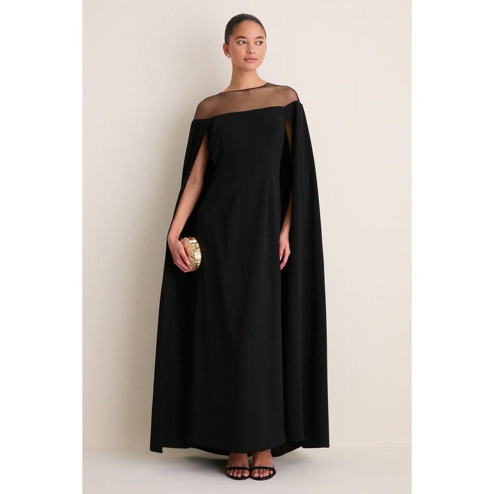 NWT Tuckernuck Black Estelle Cape Maxi Dress *Small Repaired Flaw ($198) Size 12
